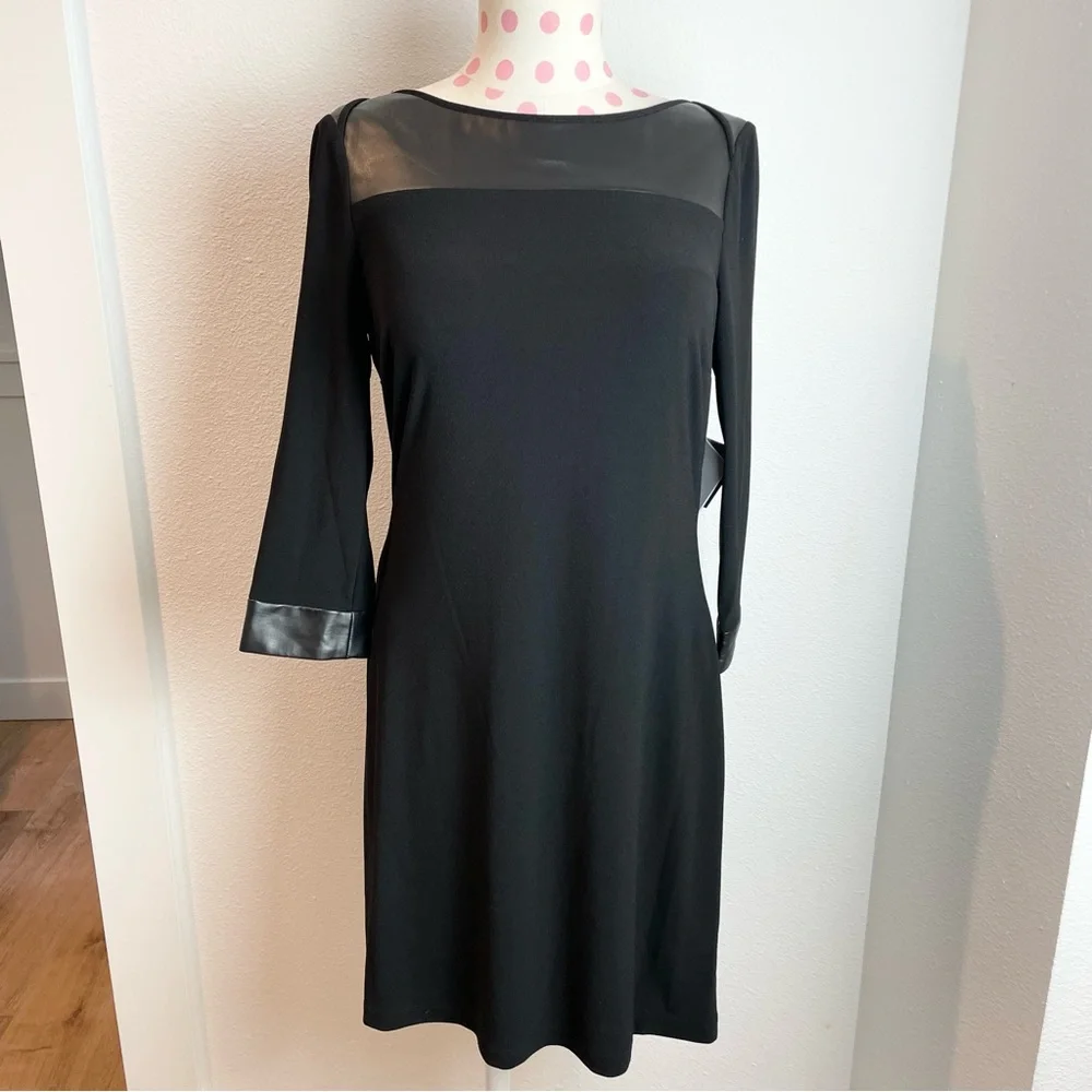 Marc New York Dress Women’s Black Faux Leather Trim 6 NWT - Picture 1 of 10